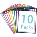10 Pack Reusable Dry Erase Sleeves 10x14 Inch Clear Plastic Ticket Holders