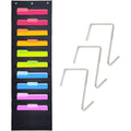 Wall Hanging File Organizer with 10 Pockets & Metal Hooks - Office & Classroom Storage