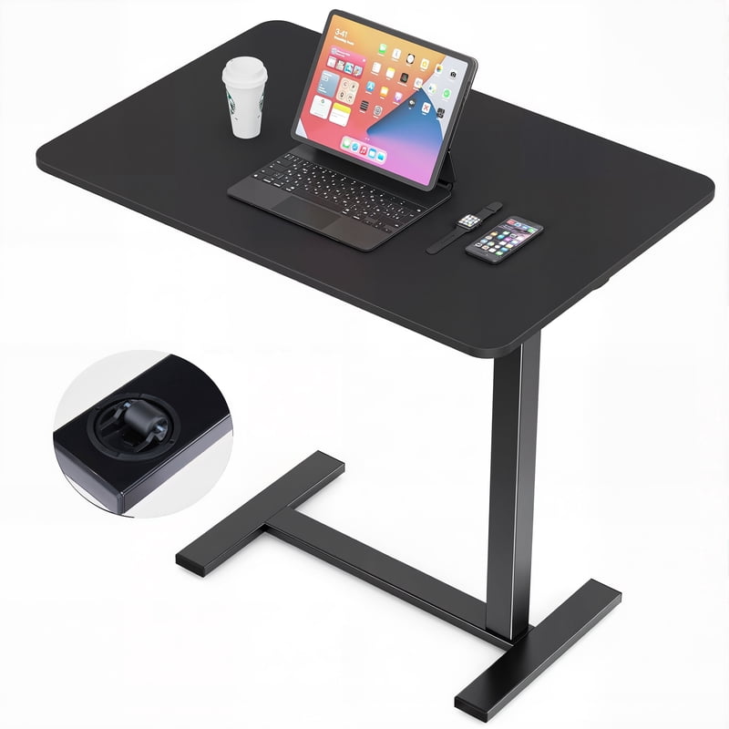 ZUNMOS Mobile Standing Desk with Hidden Casters - Height Adjustable Overbed Laptop Table (Variation: Black)