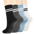 4 Pairs Long Grip Socks for Women – Non Slip Yoga Pilates Hospital Dance Socks (Variation: 4 Pairs-Mixed 1)