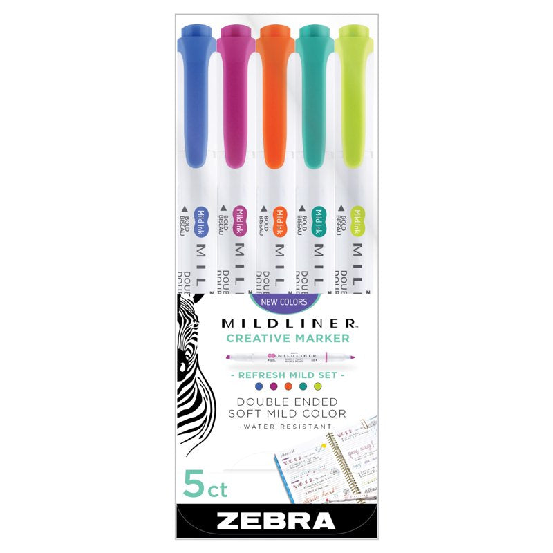 Double-Ended Highlighter Set - 5 Soft Color Markers for Creative & Study Use