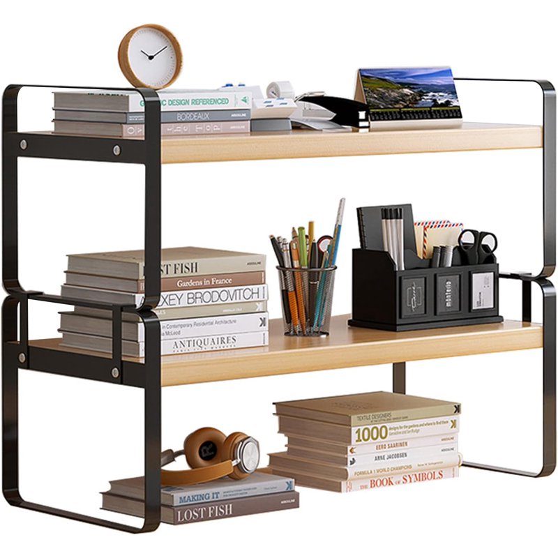 Wooden Desktop Organizer Shelf for Home Office and Workspace
