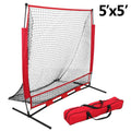 Portable Baseball & Softball Practice Net 5x5ft with Metal Frame & Carry Case