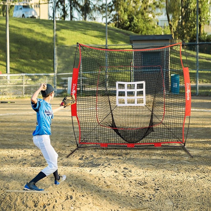 Portable Baseball Softball Practice Net with Strike Zone Target 7x7FT
