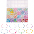 Glass Seed Beads Set with Storage Box - Assorted Pastel Tiny Beads for Jewelry Making