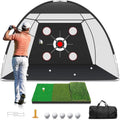 Golf Net with Practice Mat 10x7ft - Hitting Aids for Backyard Golf Training, Indoor/Outdoor