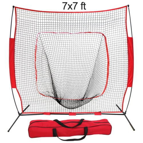 Baseball Softball Practice Net 7x7ft with Bag & Stable Ground Stakes