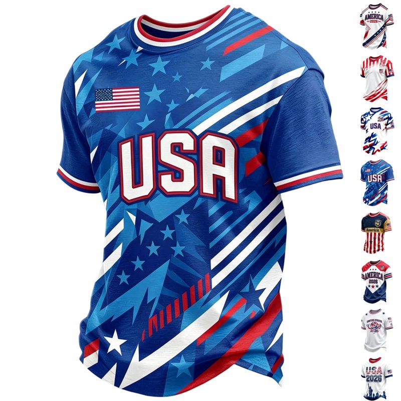 USA Soccer Jersey for Men 2026 Blue 4XL - Crewneck Short Sleeve Football Shirt