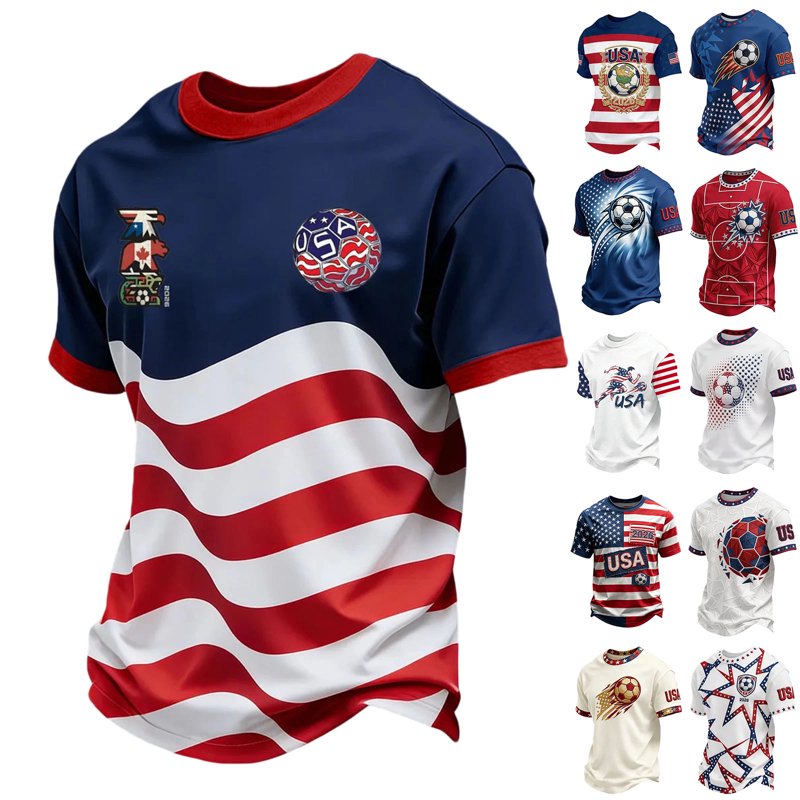 USA Soccer Jersey for Men 2026 Dark Blue, 2XL – Crewneck Short Sleeve, Retro Streetwear Fan Shirt