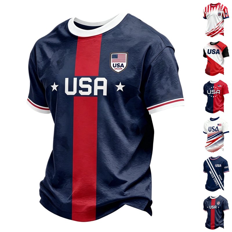USA Soccer Jersey for Men 2026 Team Football Shirt – Short Sleeve Crewneck, Wine (Size M)