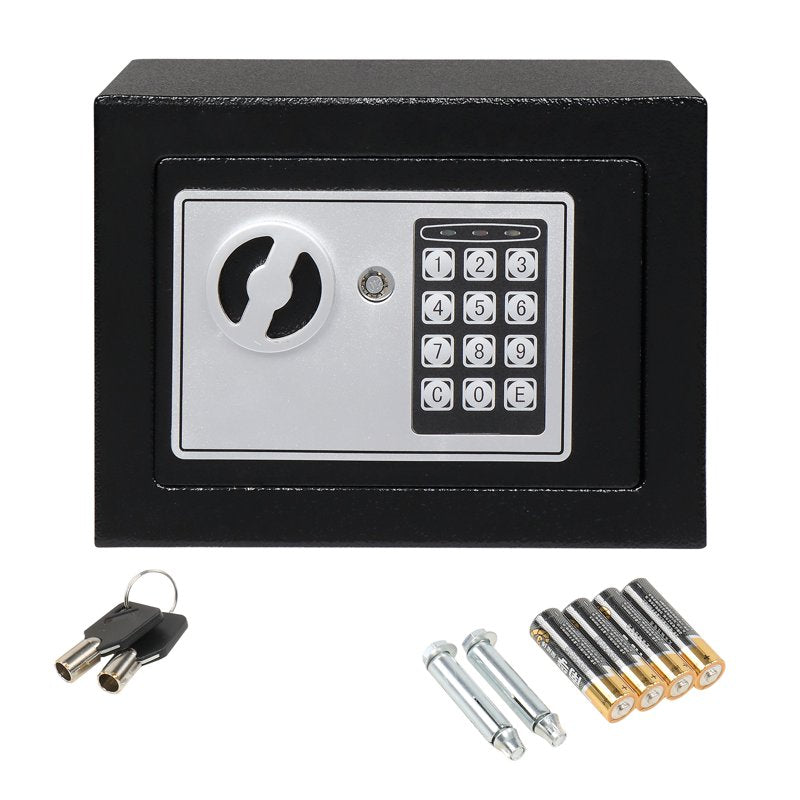 Wall-In Style Electronic Digital Safe Box 0.17 Cu Ft Security Safe with Key Lock