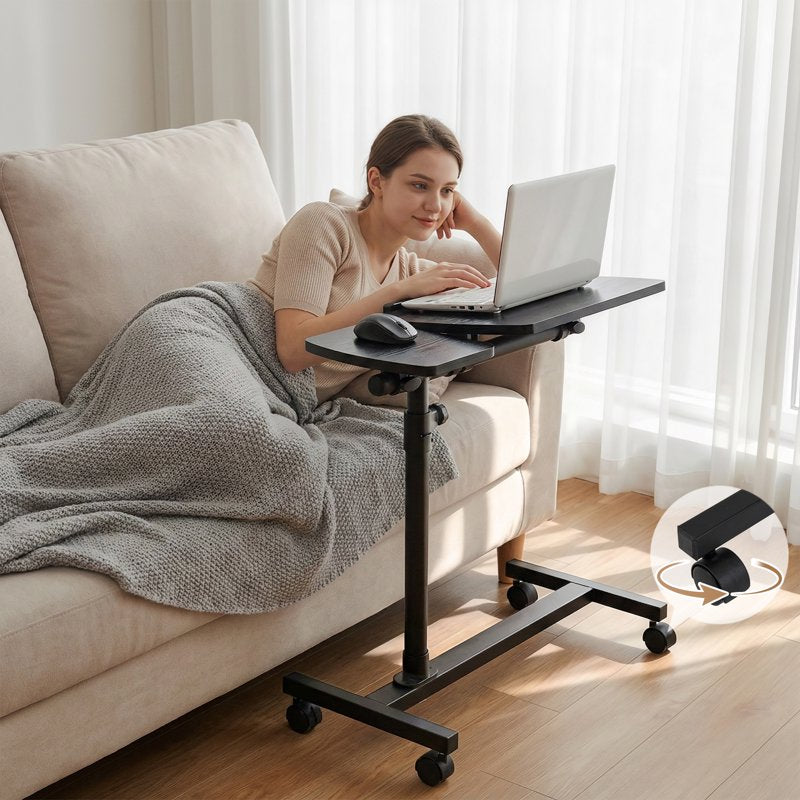 Adjustable Laptop Desk Stand with Wheels for Bed Sofa and Office