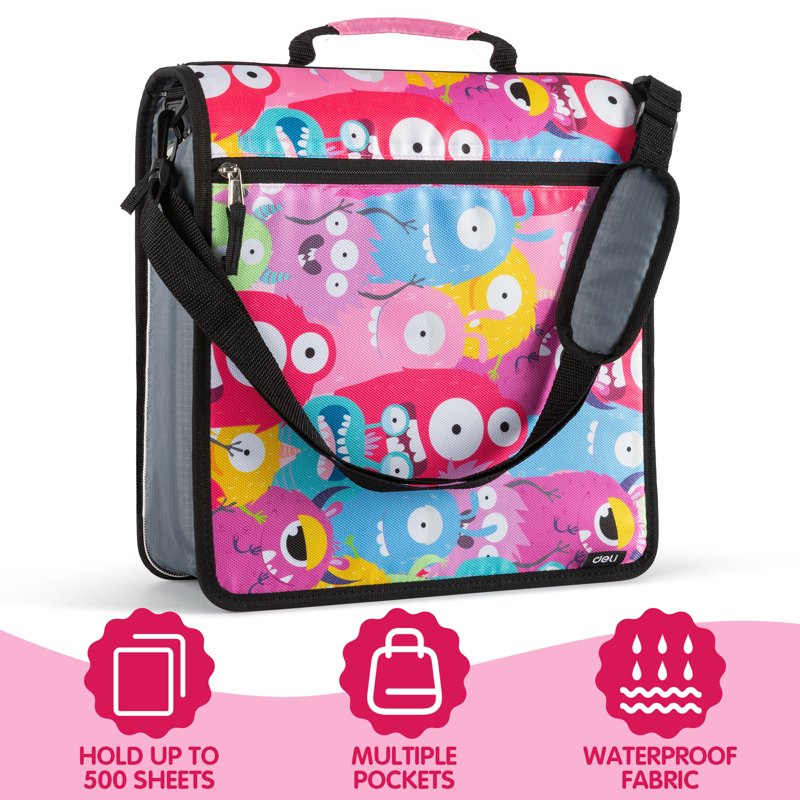 3-Inch Zipper Binder with 700 Sheet Capacity Waterproof Organizer with Pockets & Carrying Strap