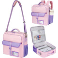 3-Inch Zipper Binder Bag with 700 Sheets Capacity, Detachable Straps, Portable Document Organizer - Pink & Purple
