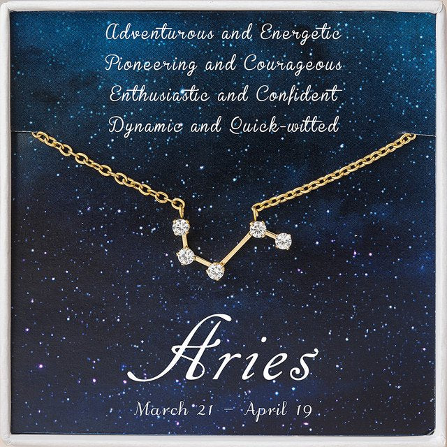 Horoscope Zodiac Necklace in Gold, Silver or Rose Gold - Constellation Pendant Jewelry