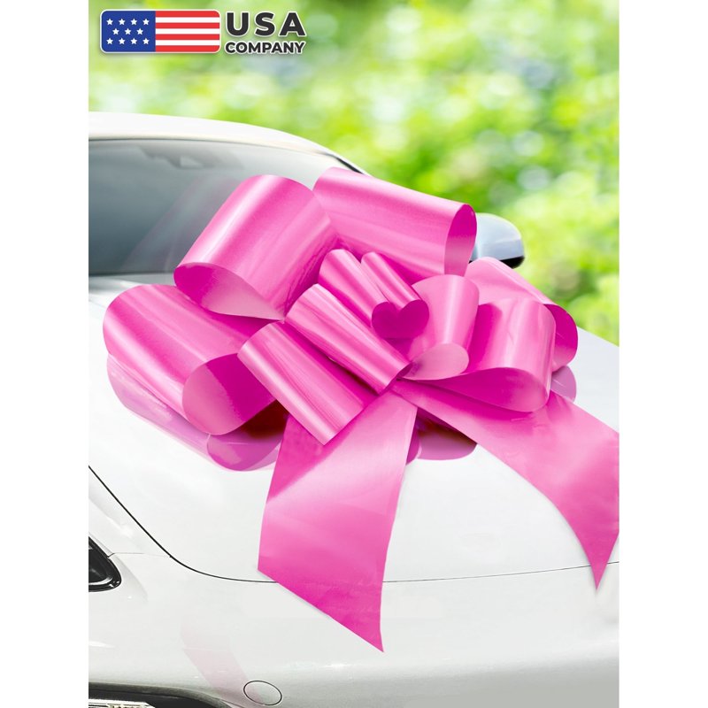Giant Pink Car Gift Bow - 30 Inch Satin Sheen Wedding Birthday Decor