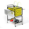 Heavy-Duty Tennis Ball Trolley Cart with Wheels for 350+ Balls & Gear Storage