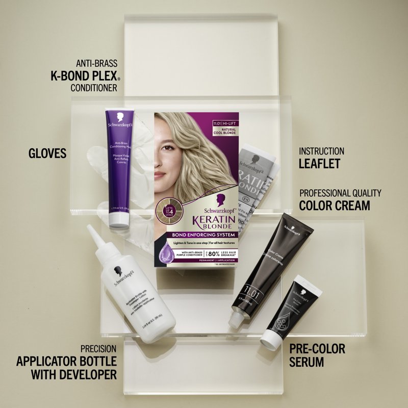 Permanent Blonde Hair Dye Kit with Keratin & Collagen for All Shades