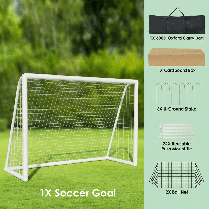 LIFERUN 8x6 ft Soccer Goal Net Set (2 Nets) with Carry Bag, UPVC Frame, Weatherproof – Portable for Backyard