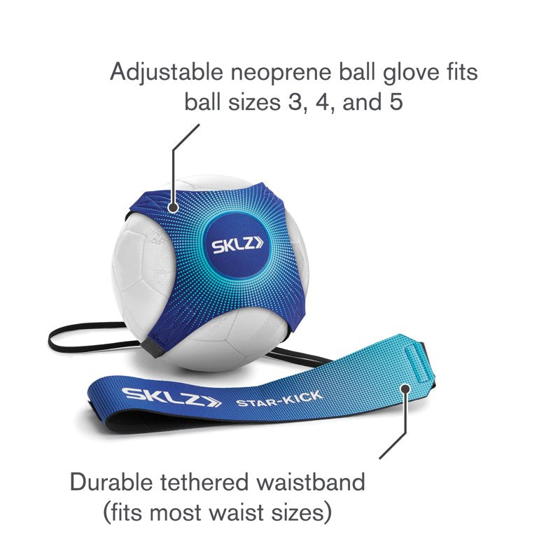 Star-Kick Hands Free Soccer Trainer with Cobalt Belt - Adjustable, For Control & Touch