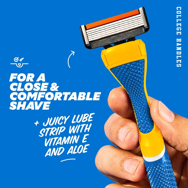 6-Blade Razor Starter Set with School Color Handle - Shaving Kit for Men