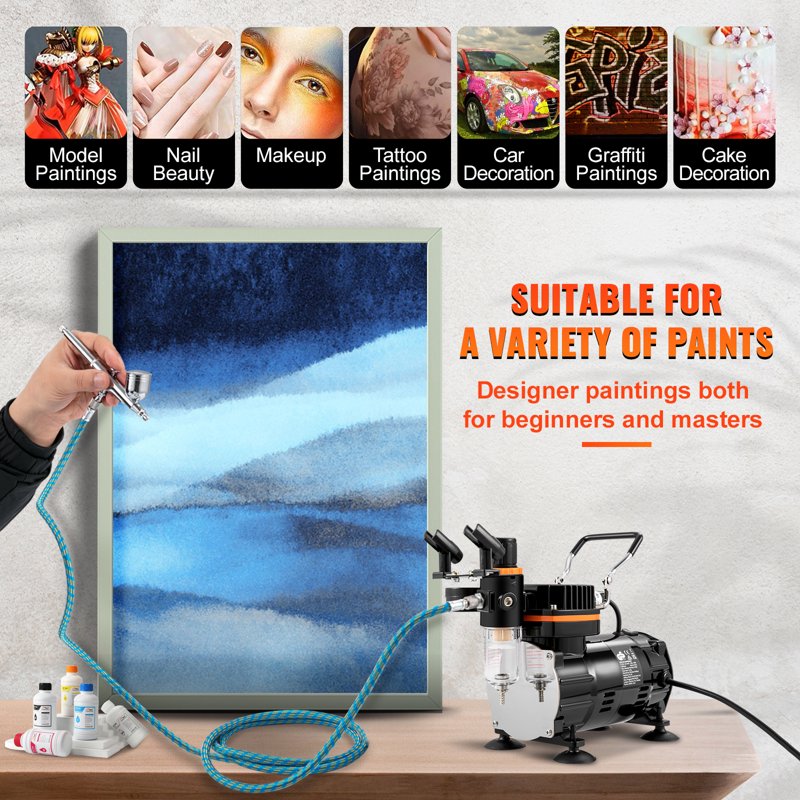 Professional Airbrush Kit with Compressor for Nail Art, Cake Decorating & DIY Craft Projects