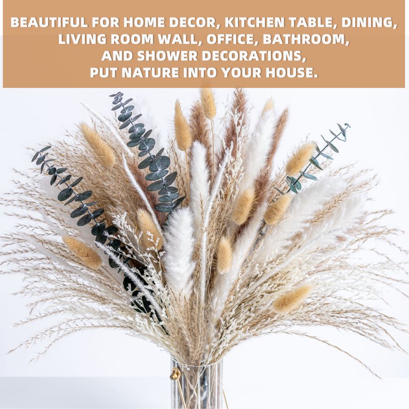 Dried Pampas Grass Decor - Rustic Boho Floral Arrangement for Home & Wedding