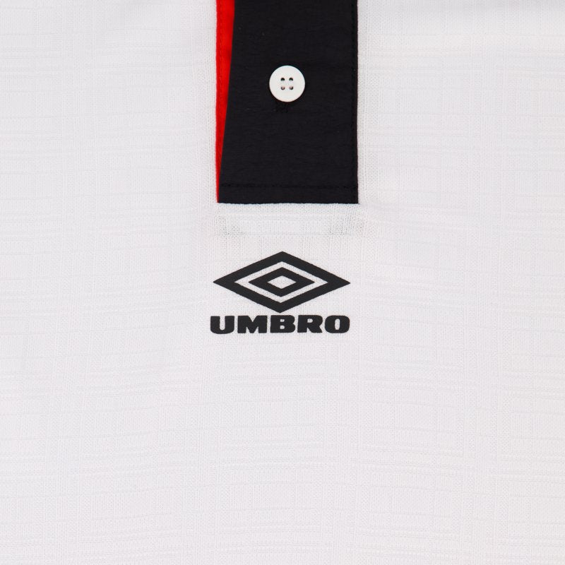 Umbro Men’s Collared Football Shirt - White/Black/Goji Berry, S-XL
