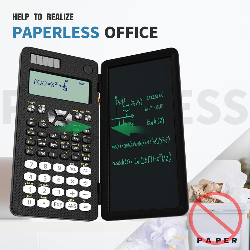 Scientific Calculator 240 Functions with Notepad for Students - Black