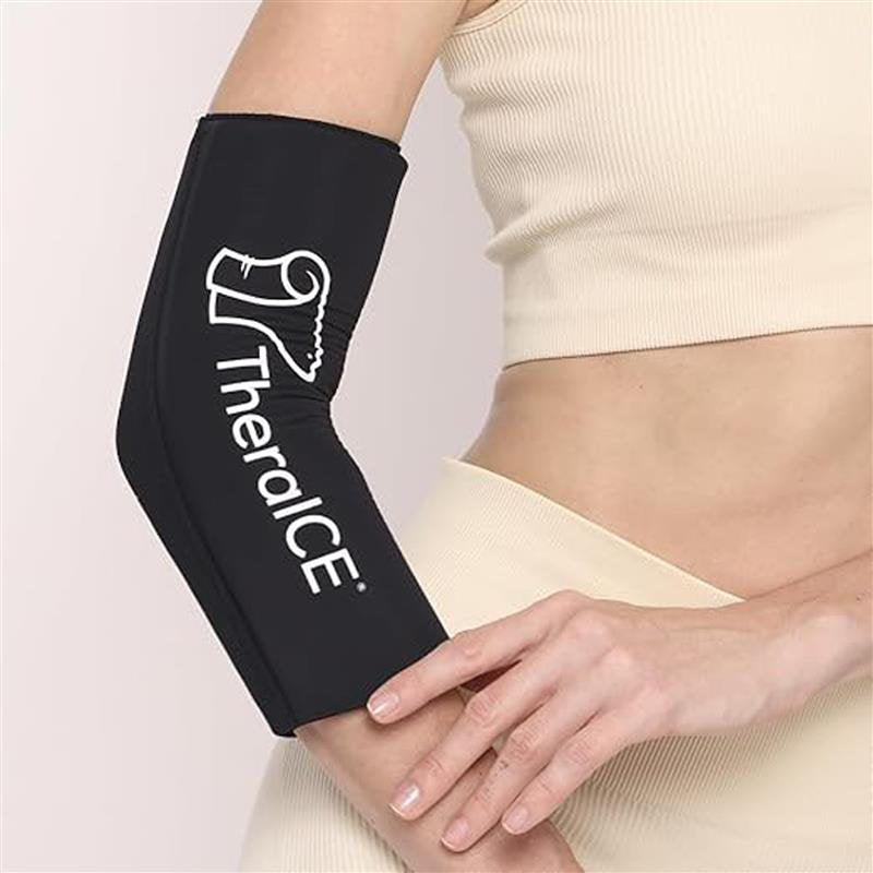 Elbow Ice Pack Compression Sleeve for Injury Recovery, Reusable Gel Cold Wrap