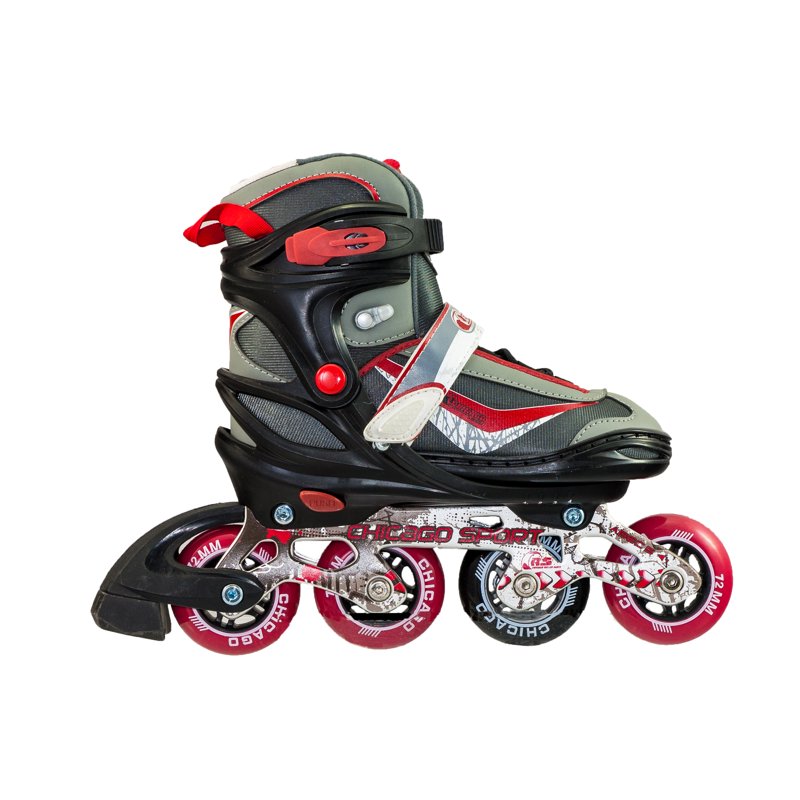 Kids Adjustable Inline Skates - Red, Black & Gray, Size 5-8