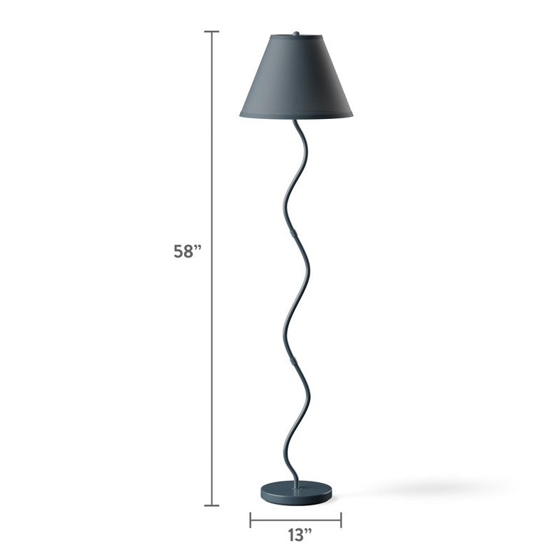 Kids Floor Lamp with Linen Shade - Modern Curvy Design, 58 Inch Height