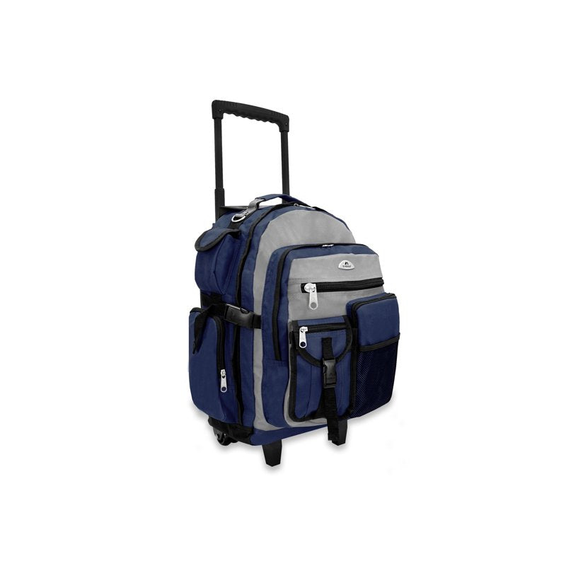 Everest Unisex Deluxe Wheeled Backpack 13.5x18.5x7in Gray