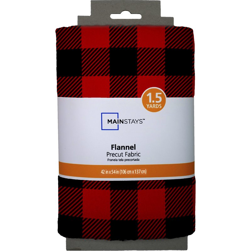Light-Weight Cotton Flannel Buffalo Plaid Fabric for Sewing & Crafts - Red/Black - 42 in x 1.5 yd Precut
