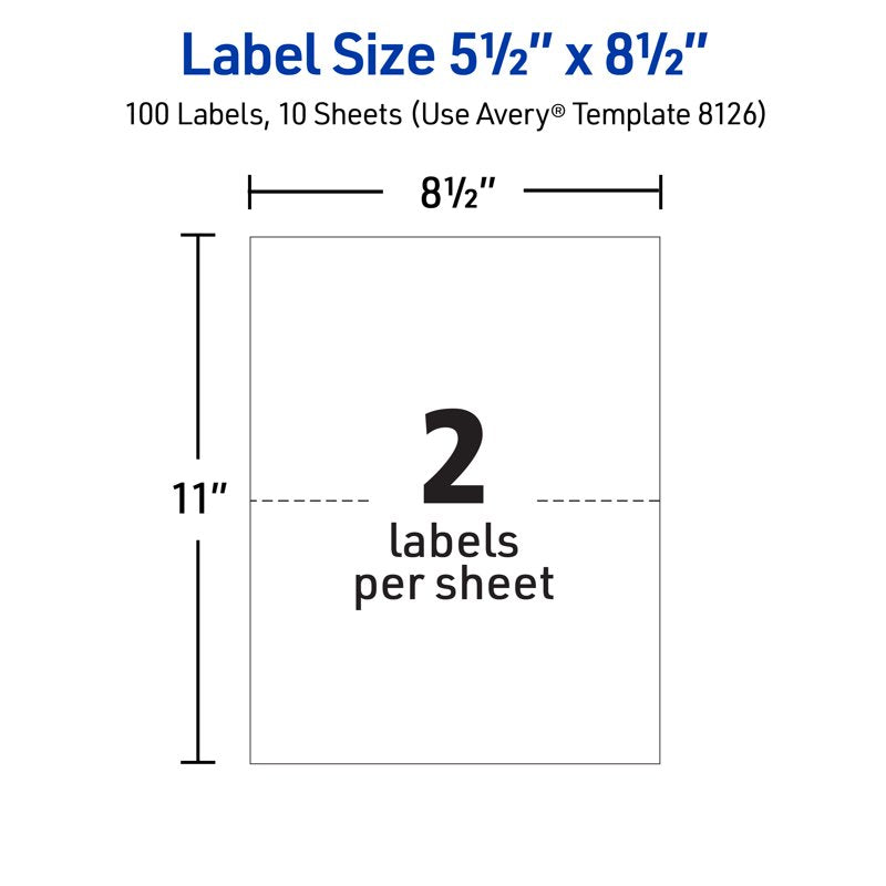 Shipping Labels 5.5 x 8.5 Inches - White Printable Self-Adhesive Pack of 100