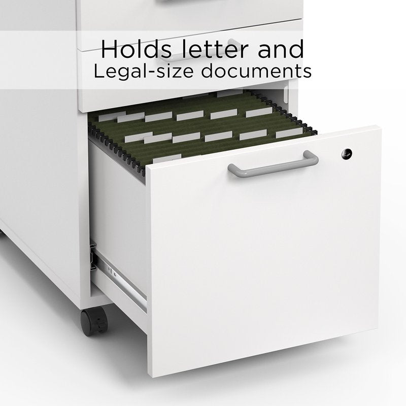 3-Drawer Office File Cabinet Mobile Pedestal for Letter & Legal Files