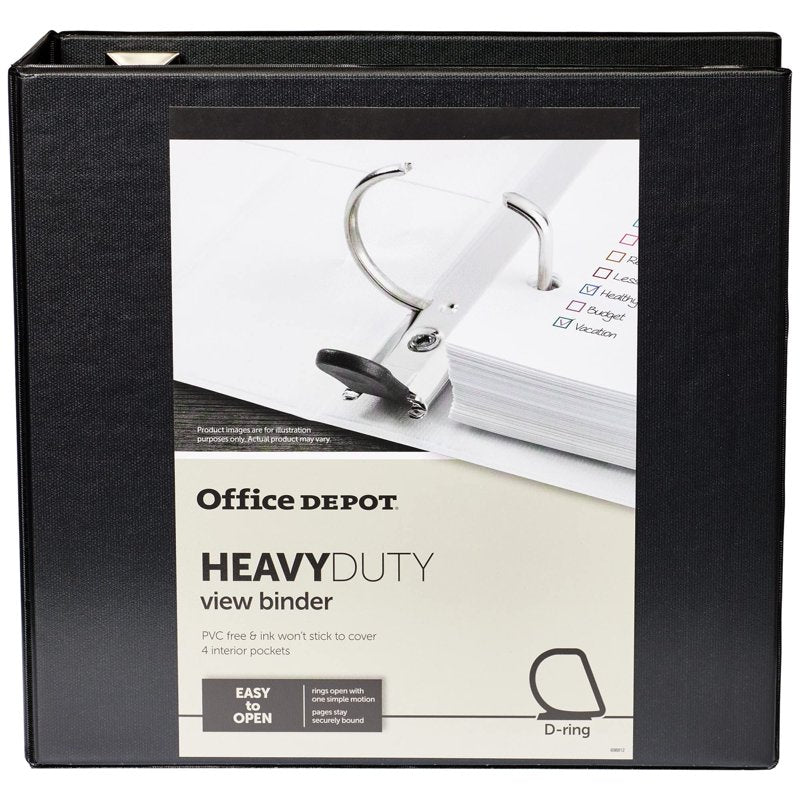 Heavy-Duty View Binder with EZ Comfort D-Ring 4 Inch - Black, 760 Sheets