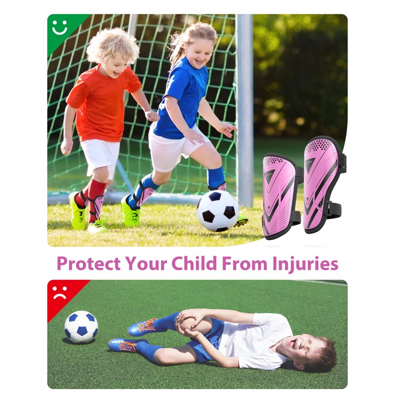 Airsfish CE Certified Kids Soccer Shin Guards - 1 Pair, M (Ages 2-18), High Impact Protection