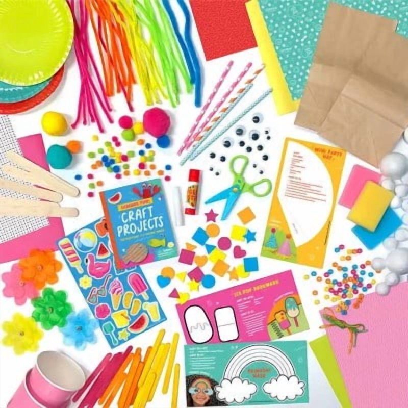Kids Art & Craft Kit with 200+ Supplies - Summer Creativity Jar for Children