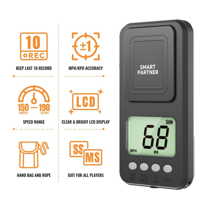 Baseball Radar Gun Handheld Speed Tracker with LCD Display for Training