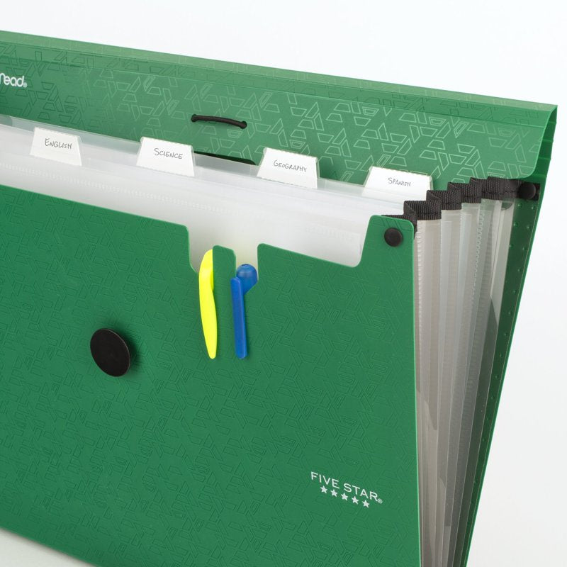 6-Pocket Expanding File Organizer - 12x9.14 Forest Green Office Storage