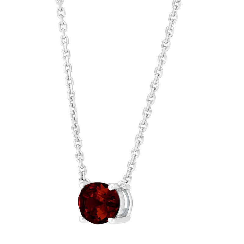 Sterling Silver Oval Garnet Necklace 8x6mm Adjustable Chain Jewelry Gift