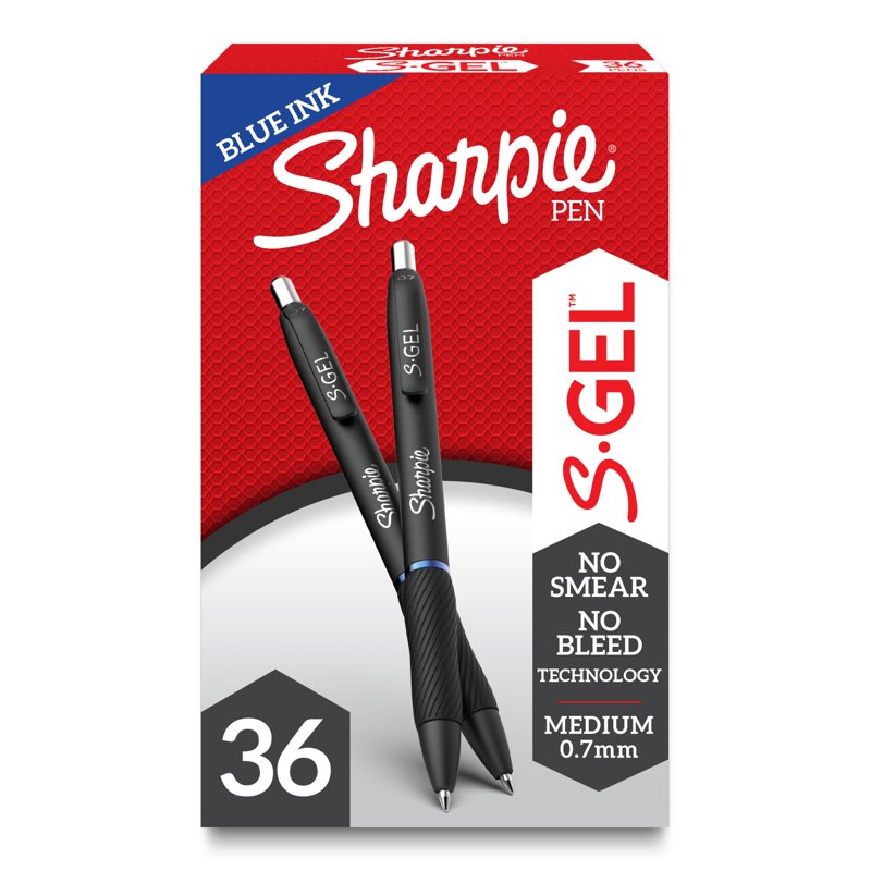 Gel Pens Pack of 36 - Medium Point 0.7mm Black & Blue Ink for Writing