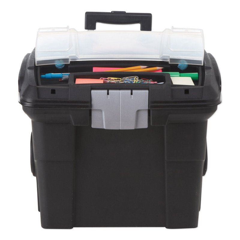 Mobile File Cart on Wheels - Holds Letter-Sized Folders, Black