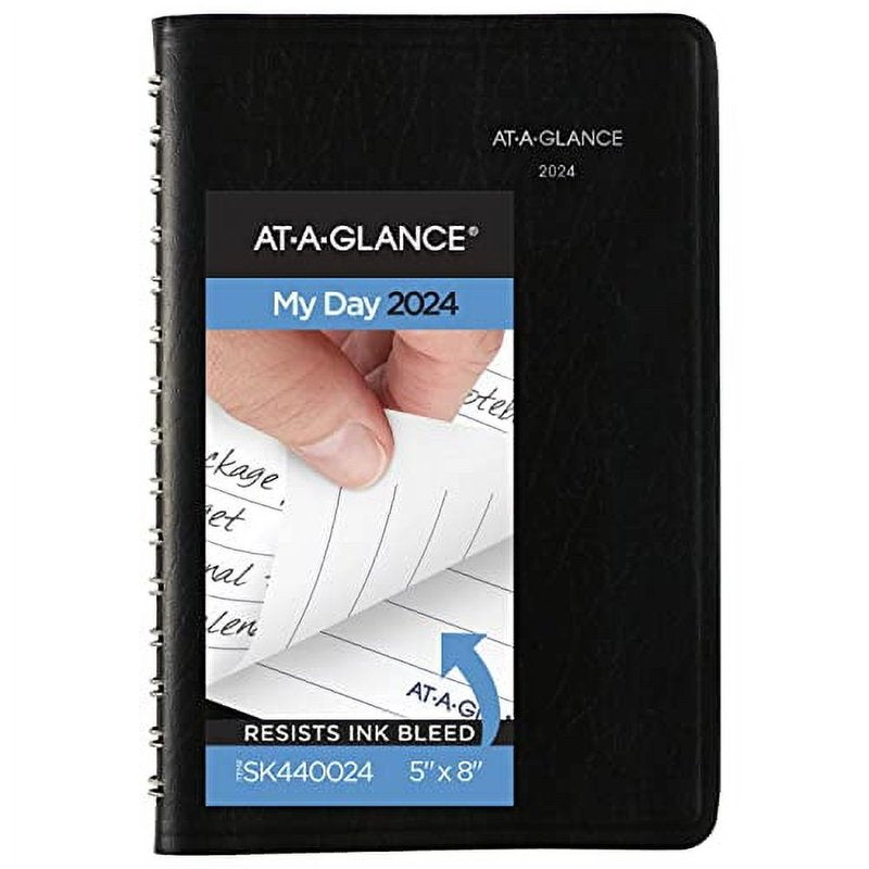 2024 Daily Appointment Book Planner 5x8 Black January-December