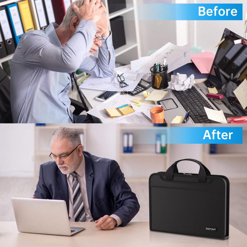 Fireproof Accordion File Organizer with 13 Pockets, Portable Document Storage for Home Office Travel
