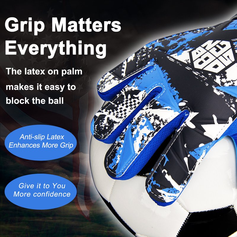 Obbsen Kids Goalkeeper Gloves with Grips Palms - Blue Impact, Variation 5