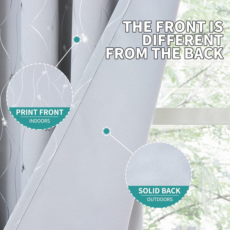 Thermal Insulated Room Darkening Curtains 2 Panels Set - Grommet Window Drapes
