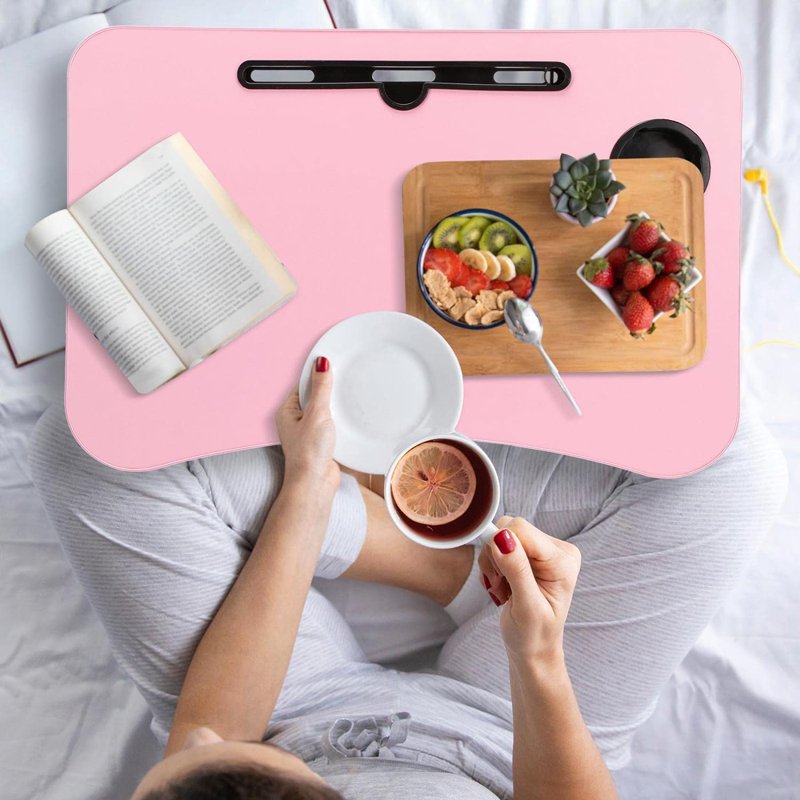 PHANCIR Foldable Lap Desk, 23.6 Inch Portable Wood Laptop Desk Table
