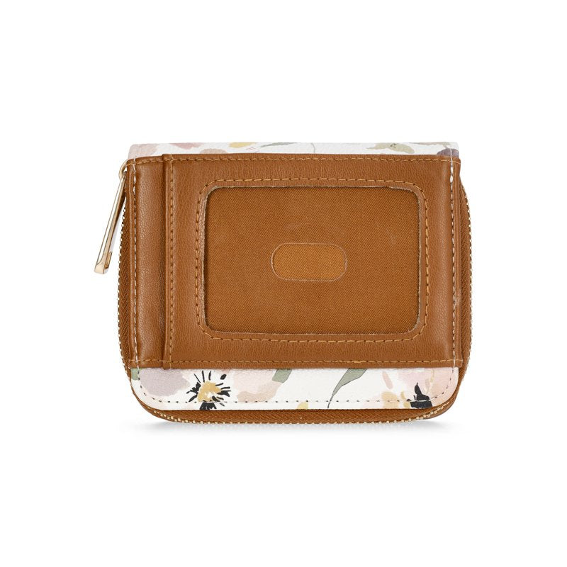 Faux Leather Zip Around Wallet for Women with Floral Print - Compact & Organized